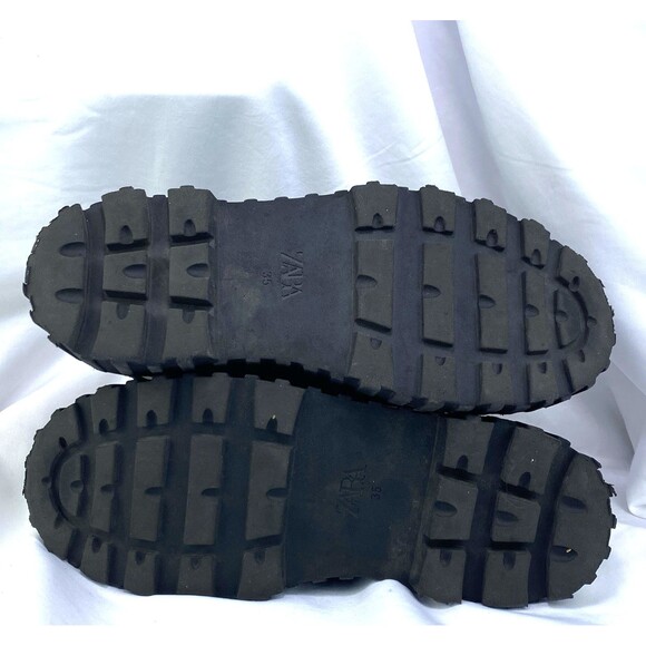 Zara Women's Size EU 35 US 4.5 Faux Leather Zip Platform Midi Booties Black 1554 - Picture 3 of 12